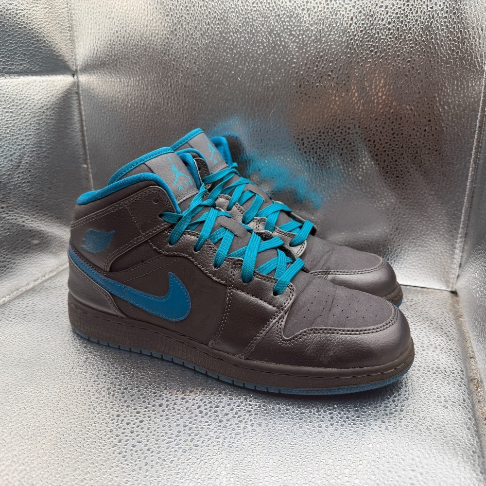 Size 6.5Y Nike Air Jordan 1 Mid GG Dark Gray Teal Girls Sneaker Shoes 555112-027